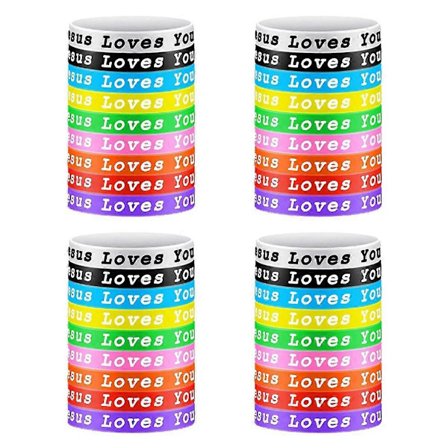 36 stk. Jesus elsker dig silikone armbånd farverige gummiarmbånd kristne silikone armbånd voksne unge (LGL)