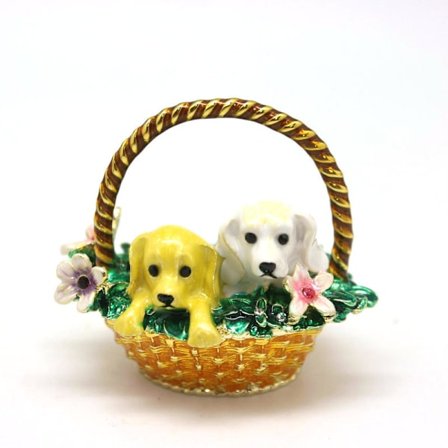 Valp Blomkorg Prydnadsask Hinged Rhinestones Juvelerad Smärta