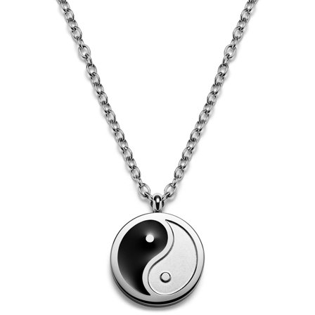 Unity | Silver-tone Stainless Steel Yin and Yang Circle Necklace for Men - Steel necklaces