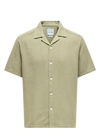 Onsbertil Waffle Ss Resort Shirt Green ONLY & SONS