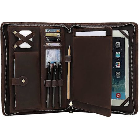 Läderportfölj för iPad Pro 11 2021 3:e/2:a/1:a generation med pennhållare