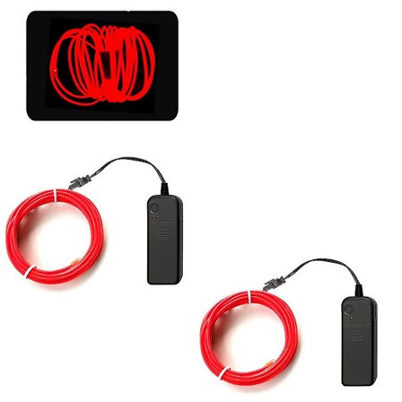 1m Neon Snor Ledning Med Batteripakke Neon Blinkende Elektroluminescerende Tråd Til Fest, Halloween Dekoration