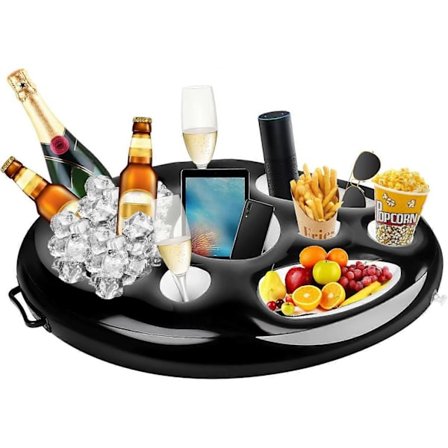 Flytende drikkeholder for bassenget, oppblåsbar flytende drikkeholder med 8 hull, stor kapasitet, drikkeflåte for bassengfest, strand_jar