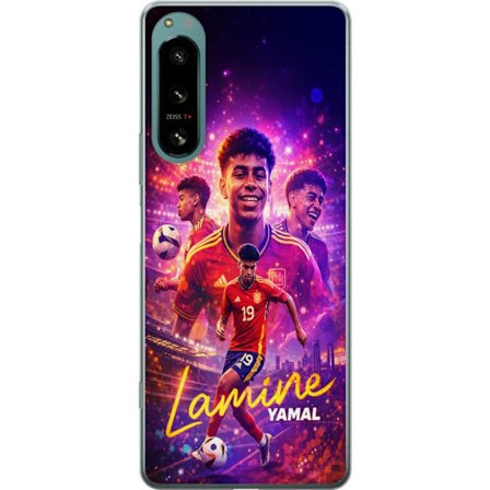 Kompatibel Mobilcover til Sony Sony Xperia 5 IV Lamine Yamal fodboldplakat i spansk landsholdstrøje med dynamisk handling, farverig sportsillustratio