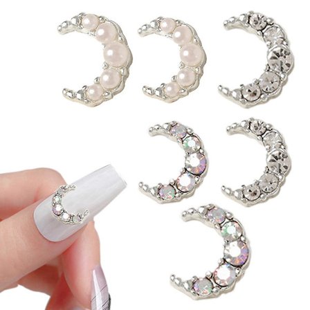 Nail art Pearl Moon Legering Diamant Nagelborr Strasskristaller Nail art 60 st för DIY Nail Art Manikyr Smyckenstillverkning