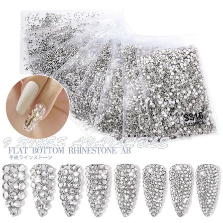 Negledekorasjoner for neglekunst Bunnbore Gjennomsiktig Ab Diamant Diy Dekorasjoner Gullbunn Sølvbunn
