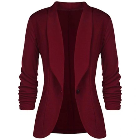 [CA] Blazer med jerseykrage, lange ermer, slim fit, damemote, kort blazer M