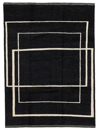 Handknuten Squared Matta 225X300 Svart/Gul