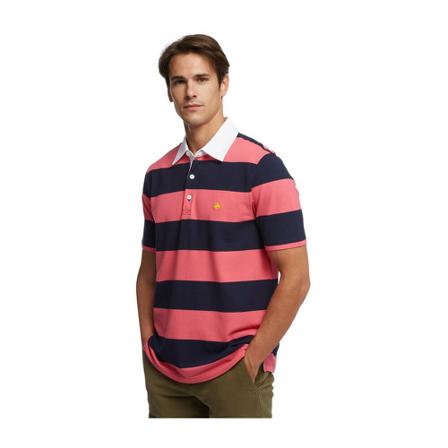 Brooks Brothers Slim-fit Rugby Stripe Stretch Pique Polo Shirt Pink, Herre