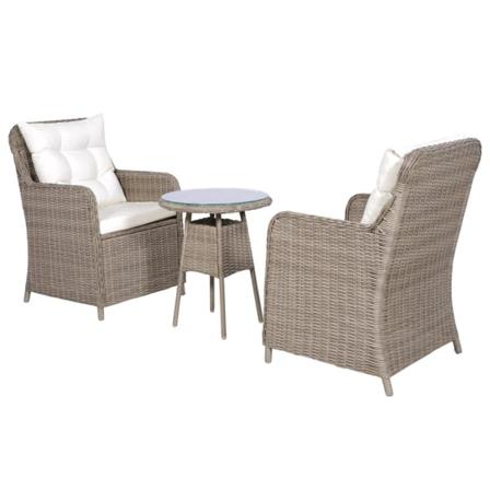 Vidaxl Bistrogrupp 3 Delar Med Dynor Och Kuddar Konstrotting Bru Brun