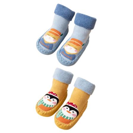 Baby Anti-halk Golvstrumpor Fuzzy Skor Tecknad Tofflor Utomhus Barn Toddler Blue 13cm Suitable 12-18 months