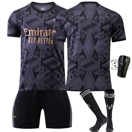 Fotballdraktsett Arsenal borte svart nr. 7 Saka 9 Lacazette 19 Pepe 14 Aubameyang 22-23