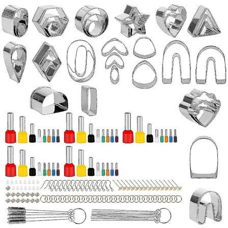 169-dels Set med Polymerlera-Utstickare i Rostfritt Stål, 21 Former - 40 Runda Utstickare och 75 Örhängetillbehör, Lera-Skärverktyg för DIY