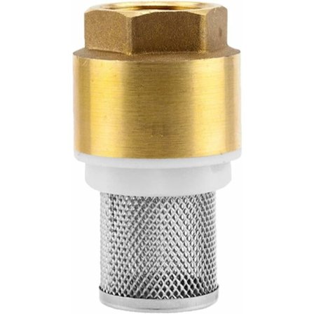 Messinkinen pohjaventtiili: Takaiskuventtiili, 32 mm (G 1 tuuma) - Kierre liitäntään pumppuihin, sisältää imusihdin, venttiilikartion ja tiivisteen