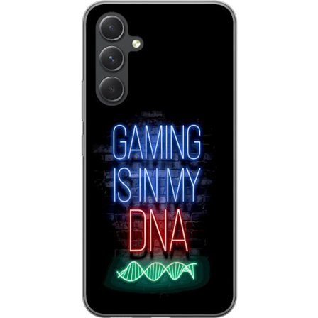 Kompatibelt Mobildeksel til Samsung Galaxy A55 Portrett av Viktor Gyökeres i grønn skjorte med løvemotiv og intens grønn atmosfære