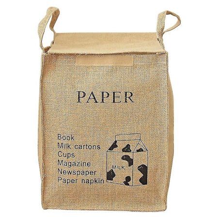 Jute Weave Genbrugspose Affaldsspand Poser Kurv Til Hjemmekøkken Kontor - Naturlig Stil Genbrug affald Affald Sorteringsspande Organizer Kurve Genbrug