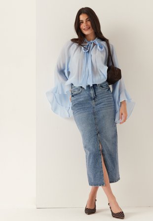 VILA-Vijaf Hw Midi Denim Skirt-noos-36