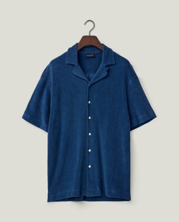 Lexington Camp frottéskjorte i økologisk bomuld, marineblå