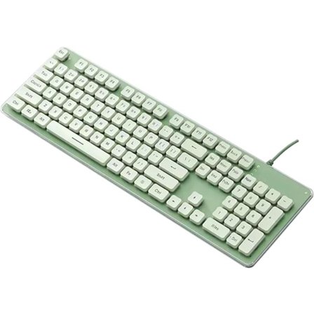 Computertastatur, Gaming Kablet Tastatur Mekanisk Følelse LED Baggrundsbelysning, Grønt Kontortastatur Stille Fuld Størrelse, Kompatibelt Tilbehør