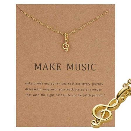Make Music - G Klav Not Halsband Med 18k Guldpläterat Gåva Guld One Size