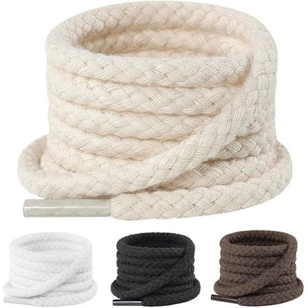 Käsintehdyt 2 paria pyöreitä puuvillaköysi lenkkareiden nauhoja, paksut punotut kengännauhat miehille ja naisille