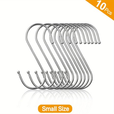 10 stk. rustfri S-kroge, ekstra store til køkken, tøj, planter, håndklæder & have