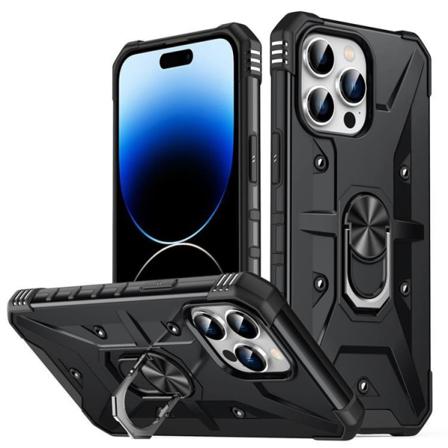 iPhone 14 Pro Cover Ringholder Armor - Sort