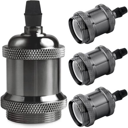 4 stk. kromfarvede fatninger - Vintage E27 lampeholder, Edison retro-pendellampe, adapter i massivt keramik