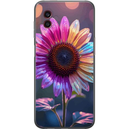 Kompatibel Mobilcover til Samsung Galaxy Xcover6 Pro Iridescent blomst med skinnende kronblade i pink lilla og guld mod en blød bokeh baggrund