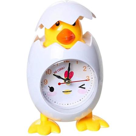 Kreativ tegneserie egg skall kylling vekkerklokke batteridrevet bordsklokke mini klokke dekorasjon barnerom soverom gave