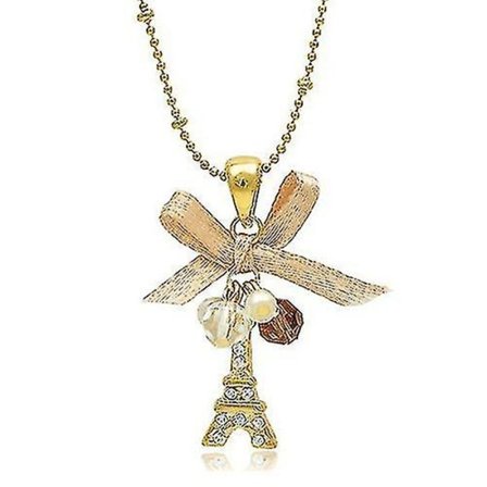 Kvinners gullfarget mote smykke Eiffeltårnet anheng kjede choker halskjede