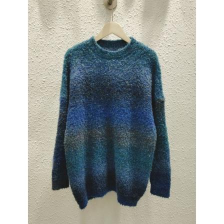 2023 höst och vinter mode långärmad färgblock lös tröja Blue