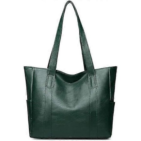 Tote tasker skuldertaske simpel PU læder top håndtag håndtasker arbejde skole shopping tasker med lynlås og indvendig lomme