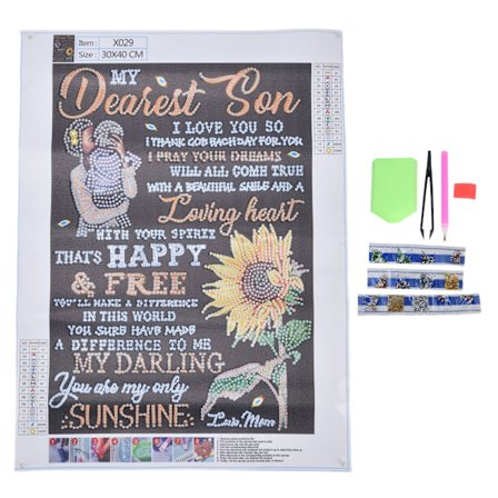 Rhinestone Maleri Mor Søn Solsikke Form Miljøbeskyttelse 5D HD Stærk Vedhæftning DIY Maleri Dragt