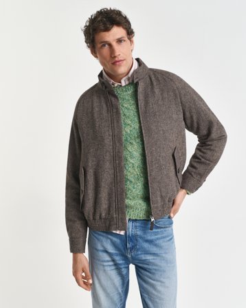 GANT Herren Harrington Jacke aus Wollgemisch (L) Braun Beige