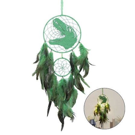 Dinosaurus Unisieppari Koriste Lasten Teko LED Valo Höyhen Unisieppari Käsintehty Kodin Sisustus Syntymäpäivä Vihreä