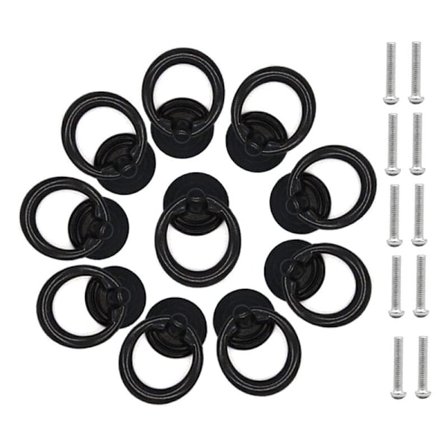 Pakke med 10 runde vintage-stil skuffer eller skabshåndtag med sorte huller