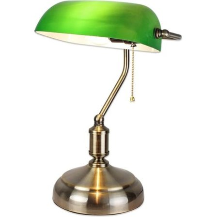 Grønn Vintage Bankerlampe med Opal Glasskjerm [JUN]