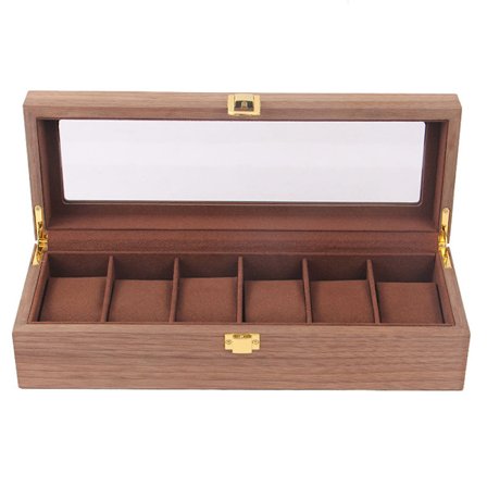 Klocklåda för 6 klockor och ur Trä - Valnöt