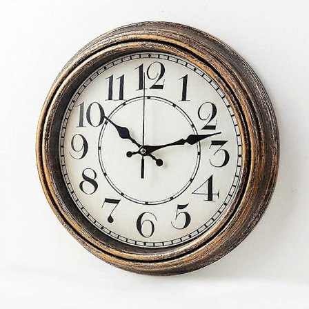 SSRGV 12-tommers Retro Veggklokke, Vintage Rund Dekorativ Veggklokke, Stille