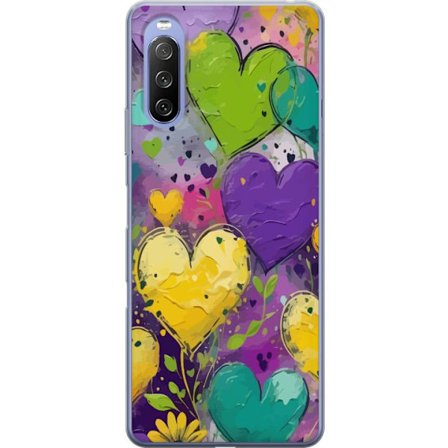 Kompatibel Mobilcover til Sony Sony Xperia 10 III Abstrakte malede hjerter i stærke farver