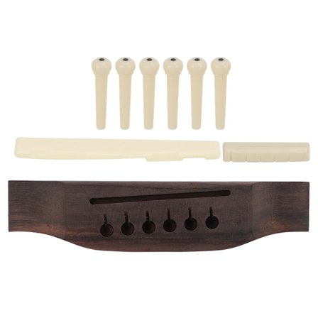 Rosenwood Forslidsede Akustisk Guitar Bro Sæt med Plastiksadelmøtrik og Stifter