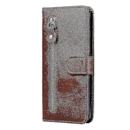 Pengepung til iPhone 11 Pro, Premium PU Læder Magnetisk Lukning Kortlommer Støttefod Lynlås Lomme Blød TPU Flip Cover - Brun