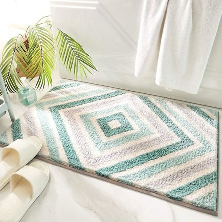 Liukumaton kylpymatto, kylpymatto, kylpyhuoneen matto, erittäin imukykyinen, pehmeä, konepestävä kylpyhuoneeseen, WC:hen, keittiöön (minttu, 50 x 80 