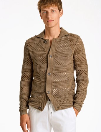 Lindbergh Crochet Cardigan - Brown - L