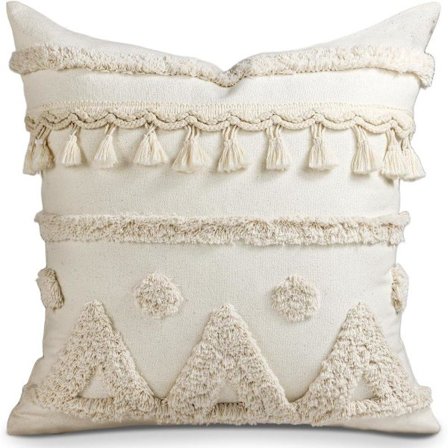 45 x 45 cm tyynynpäällinen – boheemi koristeellinen tyynynpäällinen vetoketjulla, pehmeä, raidallinen maalaiskangas, sohvalle, sänkyyn ja 