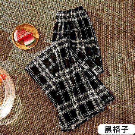 Harajuku Ternede Bukser Damer Casual Oversized Løs Wide-Leg Bukser Retro Piger Hip-hop Vilde Mænd Og Kvinder Sort