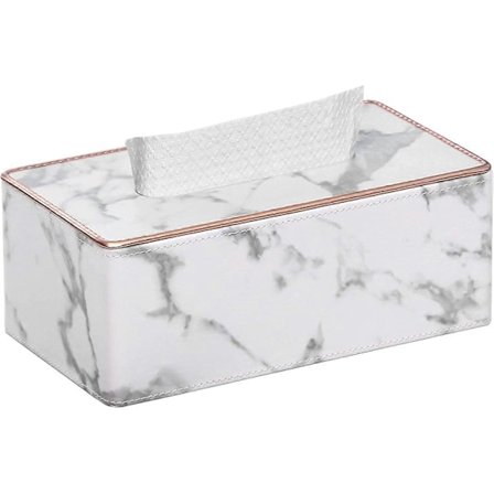 Laatikollinen nenäliinoja, suorakulmainen PU-nahkainen kasvojen nenäliina-annostelija, laatikon pidike lipastoon, kylpyhuoneen sisustus (valkoinen 