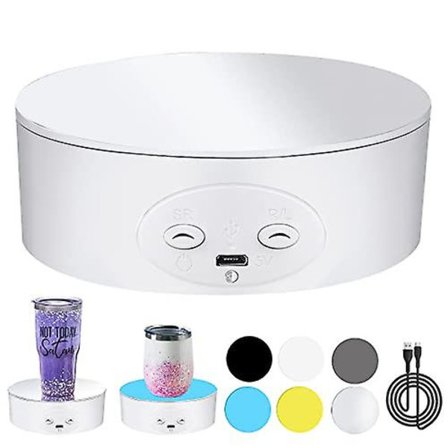 Kopphållare Rotationsdisplayställ, 360 Grader Automatisk Tyst Snurrplatta för Fotografering