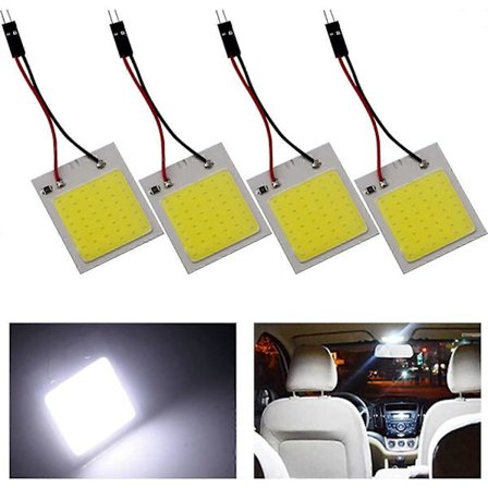 4-pack Vita LED Panel Kupollampor, COB 48-SMD LED Interiörbillampor Bil LED Interiör Kupollampor